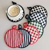 1Pc 18x18cm Round Striped Polka Dot Cotton Insulation Pad Baking Tool Kitchen Cup Table Mat Home Decor