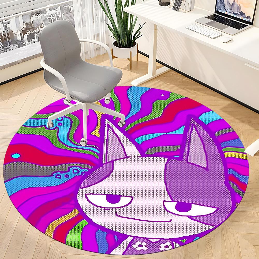 1pc Abstract Art Print Carpet, Round Non Slip Durable Large Size Office Carpet, Suitable for Office