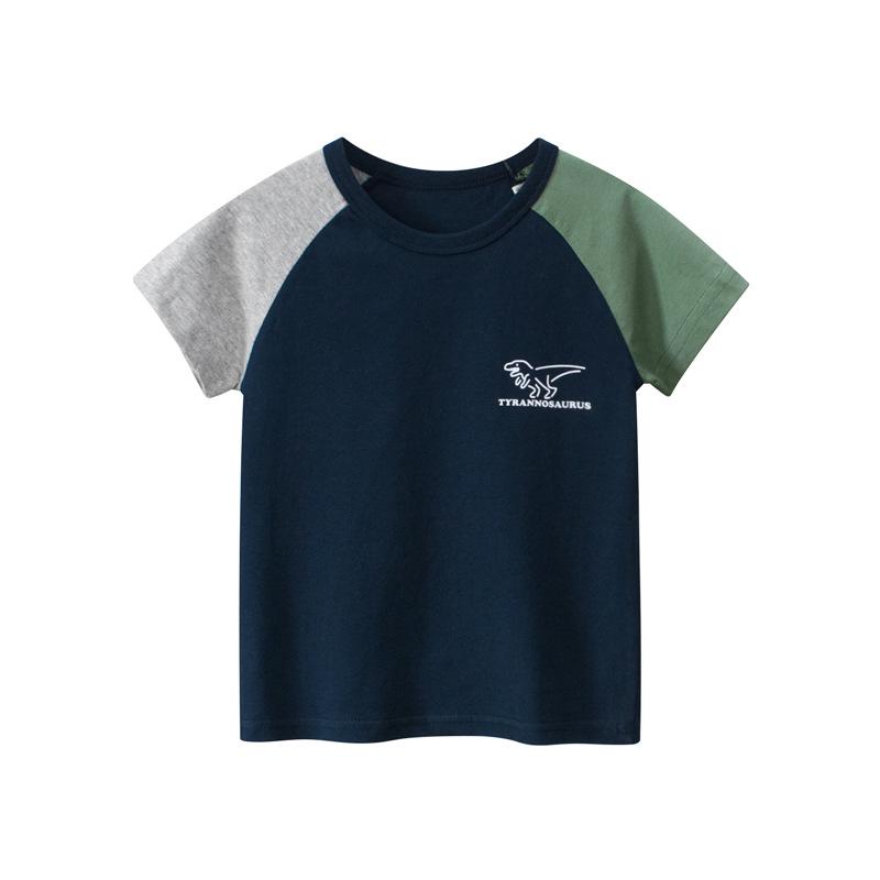 27kids Korean Style 2024 Summer Boys Short Sleeve T-Shirt 120cm