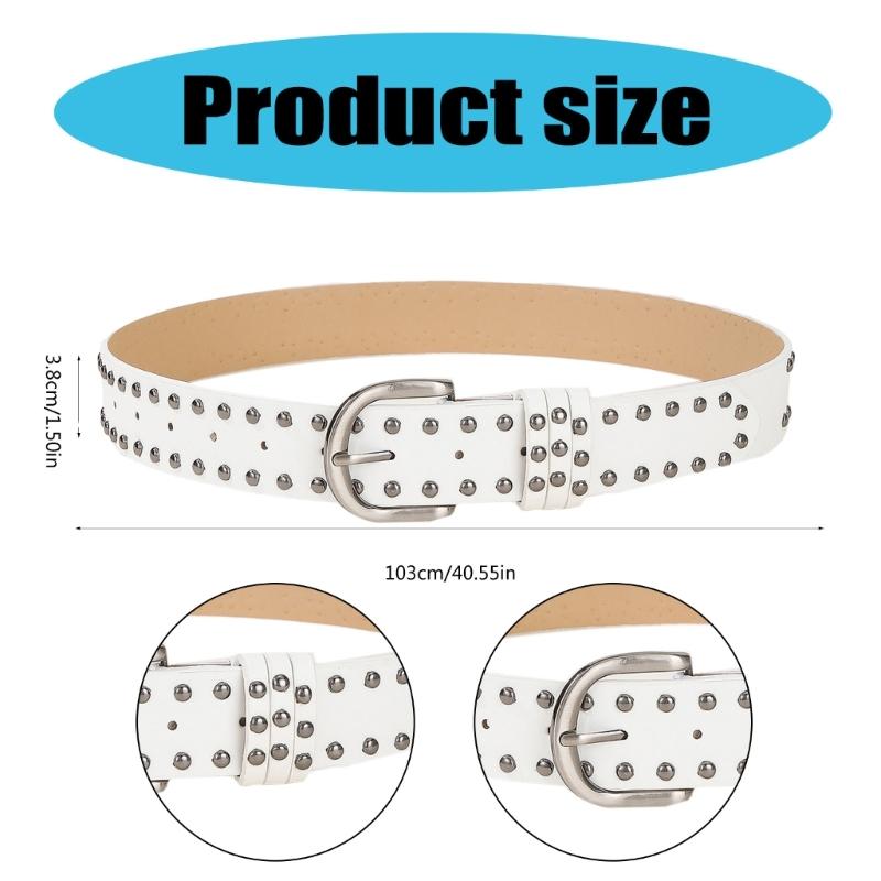 Studded Belt Leather Belt Metal Rivets Belt Pyramids Studs Belt Unisex Fashion Studded Accessory for Jeans Pants