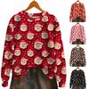 Damemote Langermet Christmas Snowman Snowflake Print Jakke Cardigan