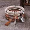 European American Fashion Bohemian Layered Beaded Bracelets Elastic Ethnic Bracelets for Women Female Bangle Bracelet