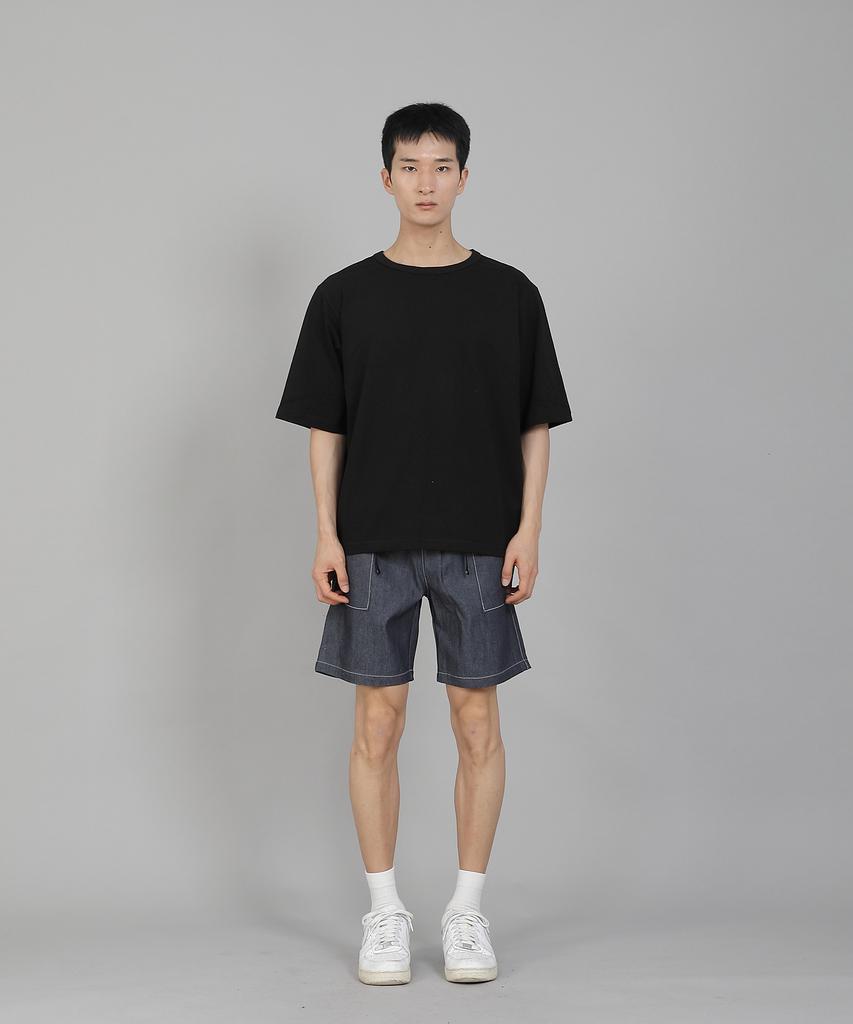 Seinteukeulu Plain R-Neck Half-Sleeve T-Shirt Rhr-896 Black