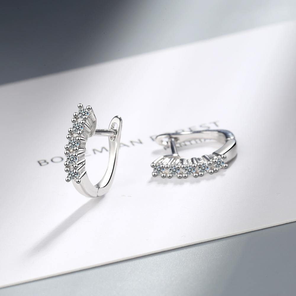 Korean Simple Diamond Stud Ear Cuff Hoops Fashion Minimalist Earrings for Women