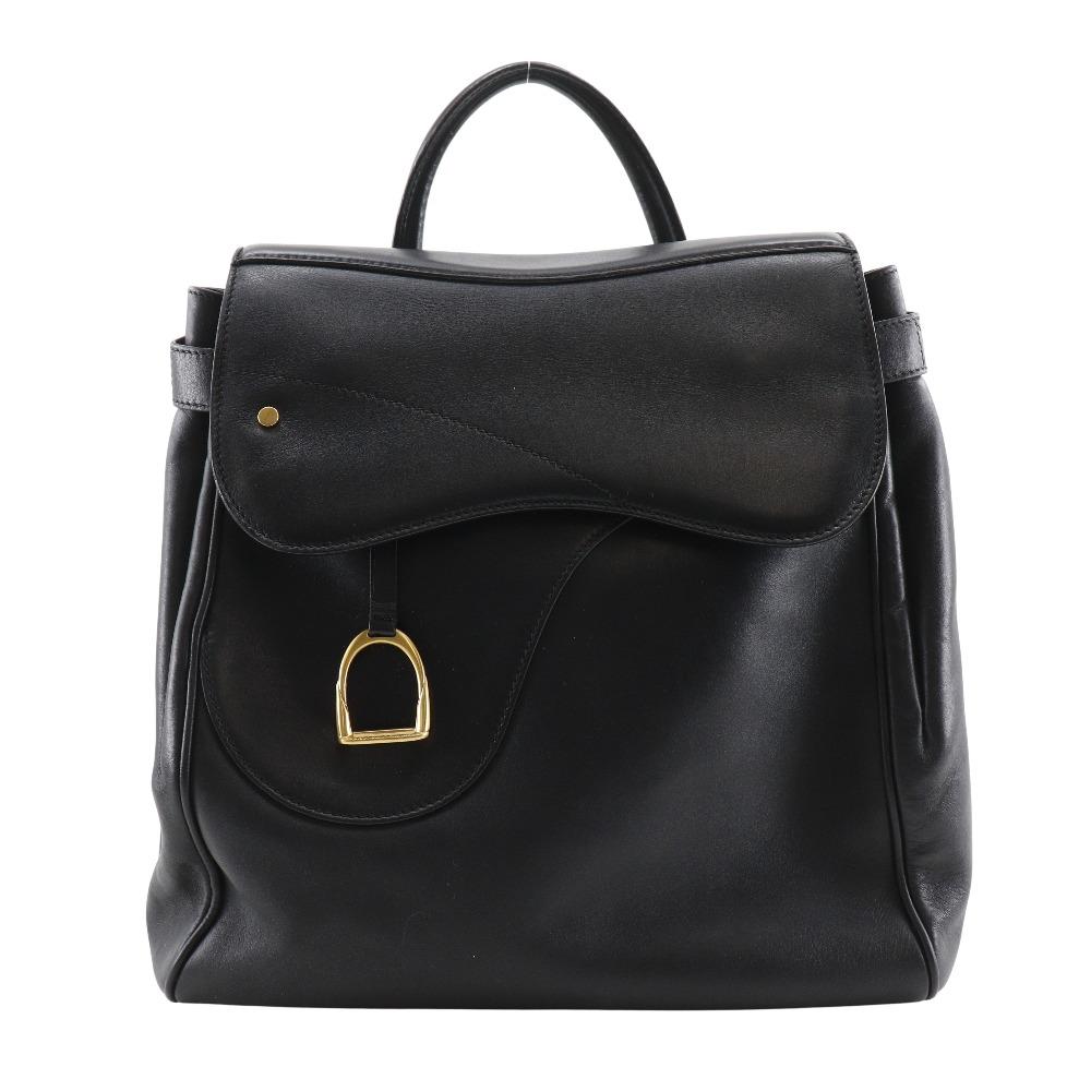Gucci Old Gucci Backpack Daypack Vintage Black Calfskin Women Used
