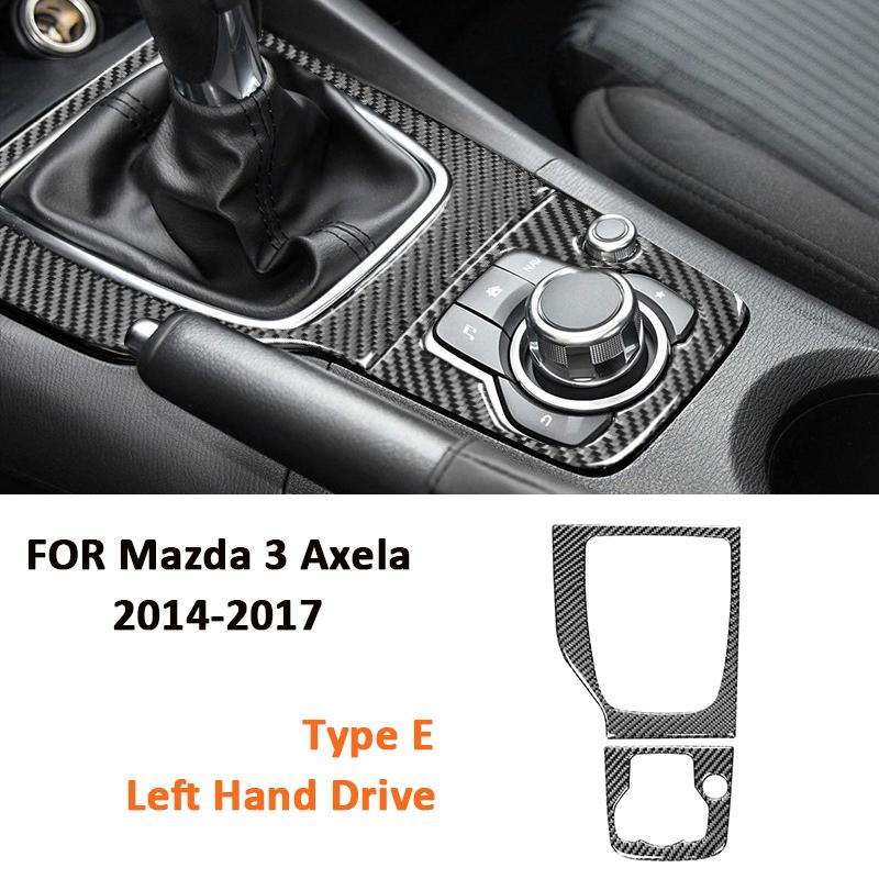 Carbon Fiber Car Interior Type-E Gear Shifter Panel Trim Frame Decoration Sticker For Mazda 3 Axela 2014-2017 Auto Accessories