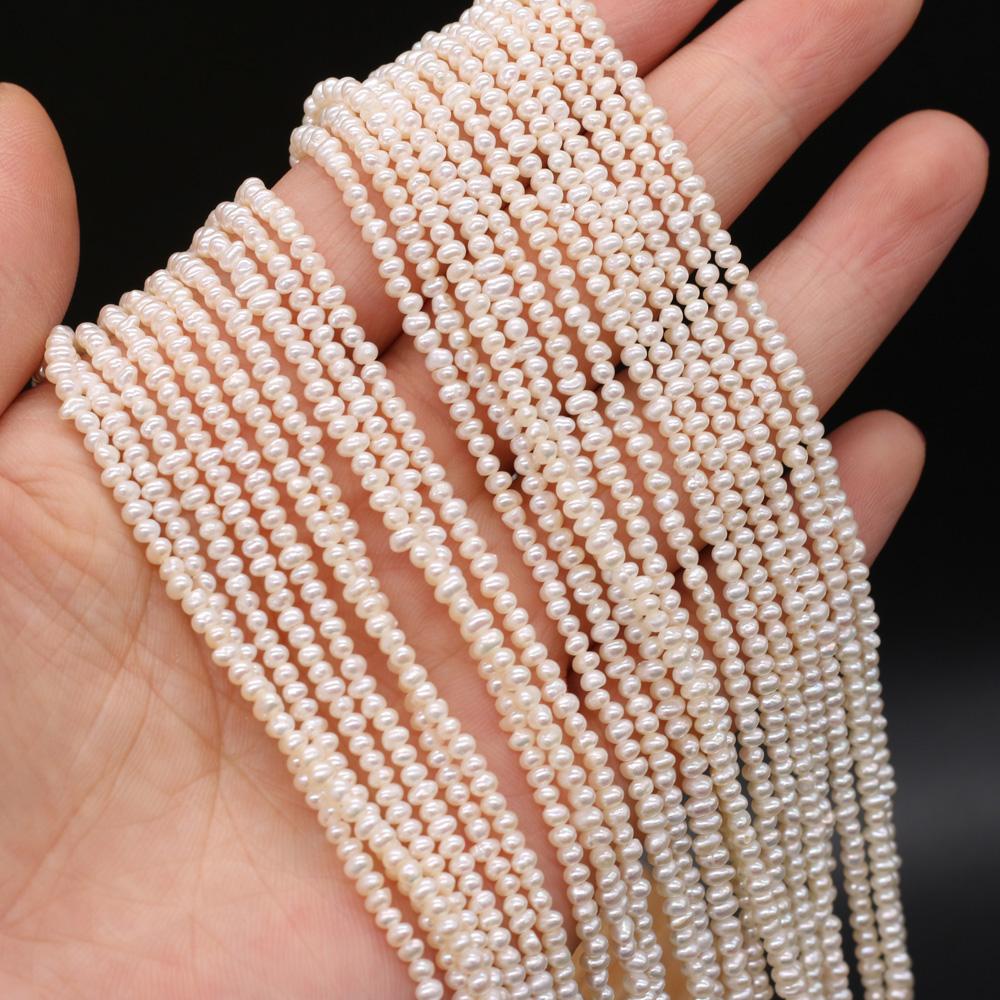 1String, White Natural Potato Shape Pearls Beads, 2-2.5mm, for DIY Necklaces Bracelets Accessories, Jewelry Making, Birthday, Wedding, Party Gift 36cm