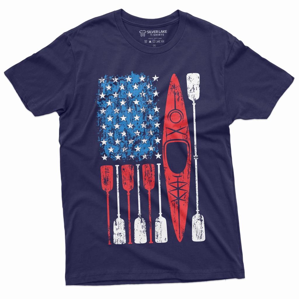 US Flag Kayaking T-shirt Kayak Sports T-shirt Birthday Christmas Gift Hobby Tee