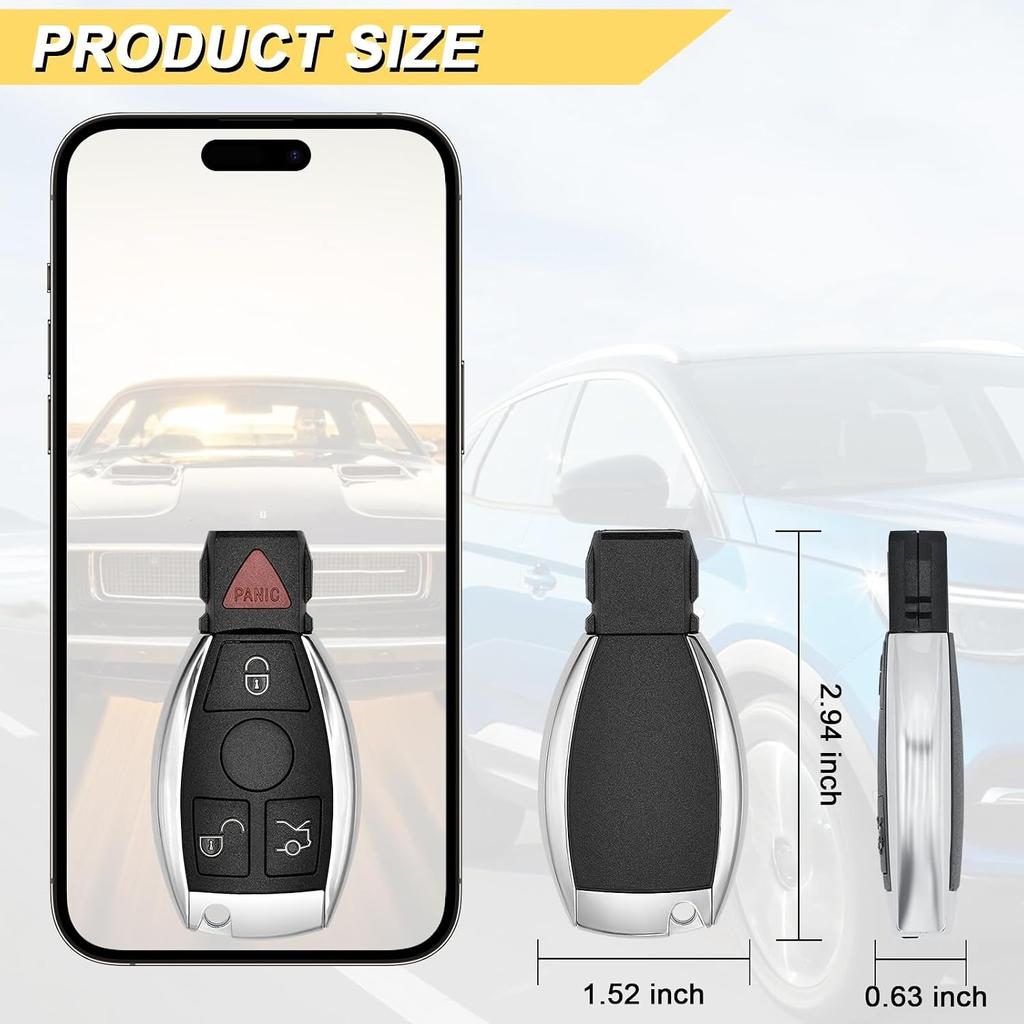 Key Fob for 97-14 Mercedes Benz C CL E GL ML R S Class/ 97-14 Sprinter 300 SL Series Car Keyless Entry Remote Control, IYZ3312 IYZDC, 4 Buttons, 2Pcs