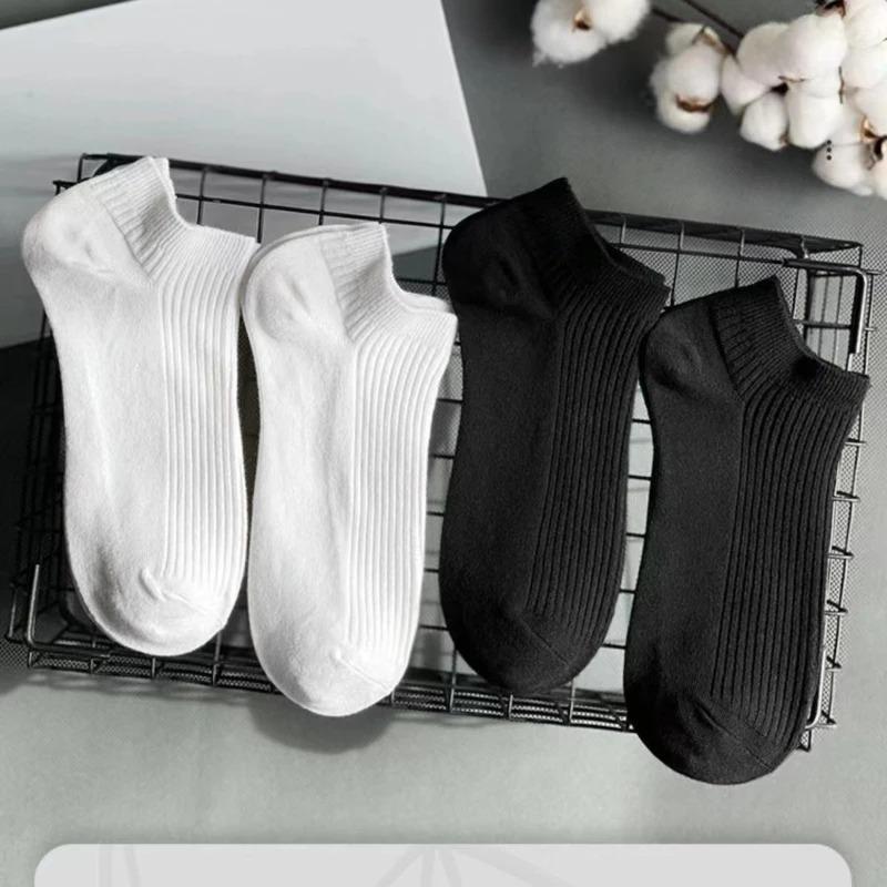 5 Pairs/Pack Ankle Socks Women 100% Cotton Invisible Sweat-absorbing Girls Low Tube Boat Socks white socks