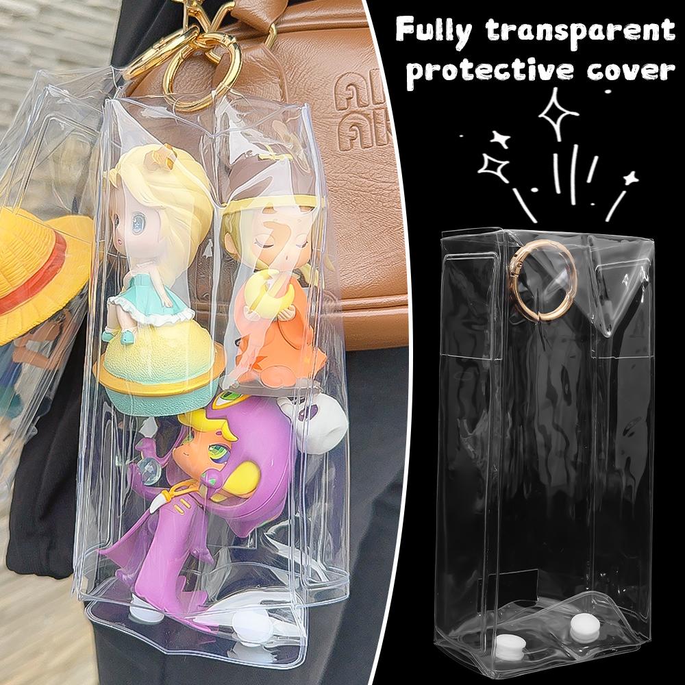 Labubu Vinyl Transparent Protective Sleeve Hand Doll Dust Bag Doll Pendant Display Box Backpack Keychain Pendant