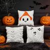Halloween Pumpkin Ghost Throw Pillow Cover Soft Plush Pillow Cushion Case Velvet Back Pillowcase for Home Living Room Bed Decor
