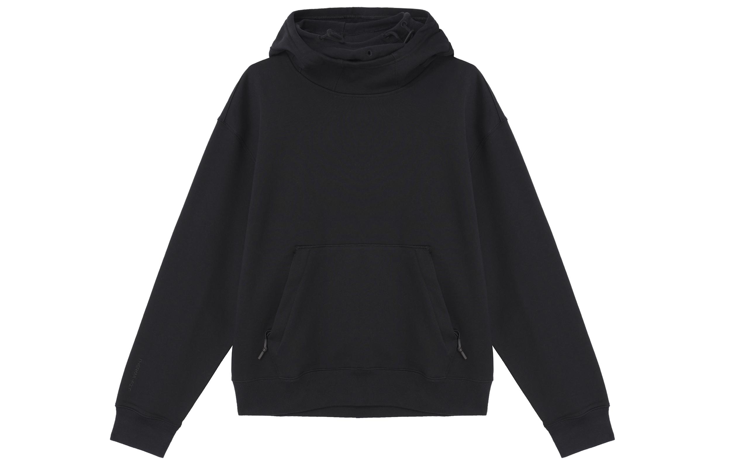 Nike SPORTSWEAR TECH PACK THERMA FIT Solid Color Hooded Fleece Lined Casual Sweatshirt Men s Black FB7828-010 L