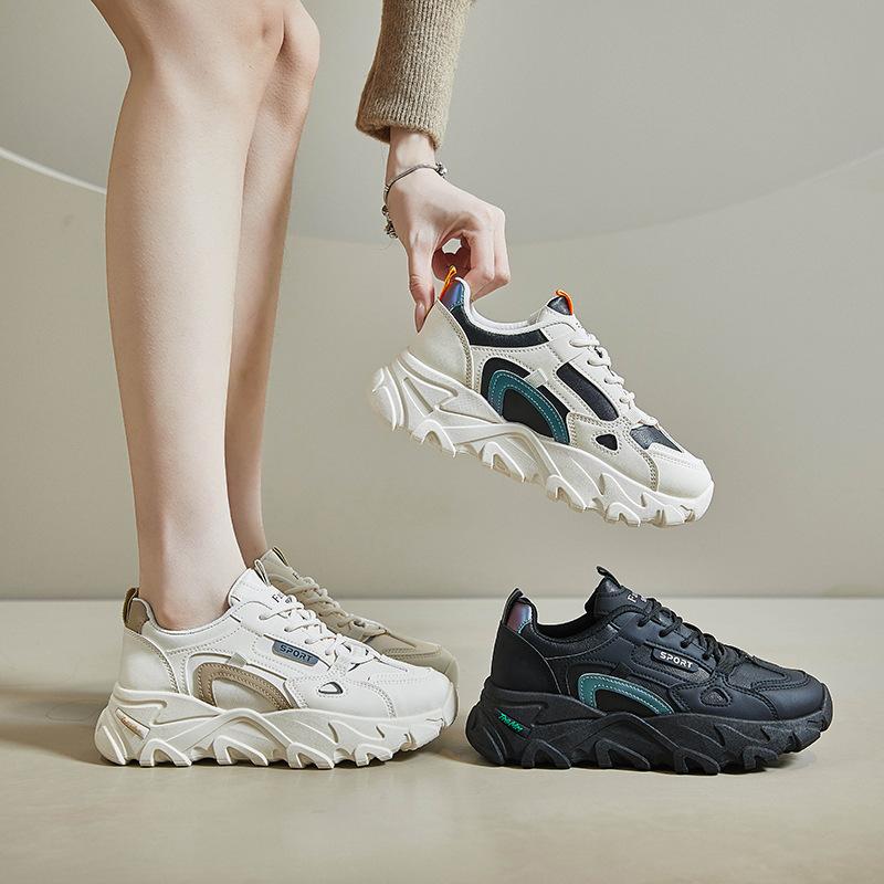 Spring New Korean Version Ins Dad Shoes Female Students Platform Sports Heightening Running Casual Shoes TT7829