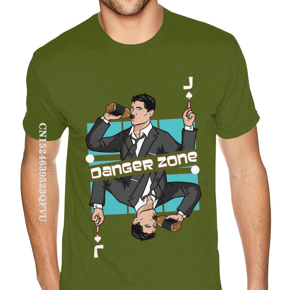 Hot Sale Archer The Danger Zone Shirt Custom Cotton Oversized Anime Tshirt Men For Men's Graphic Black Tees Shirt England Style