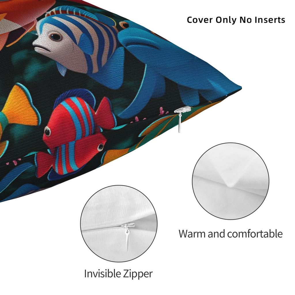 Beautiful Underwater World Colorful Fish Pillow Case Cute Funny Pillow Cover Graphic Pillowcases For Wedding Party Home Decor