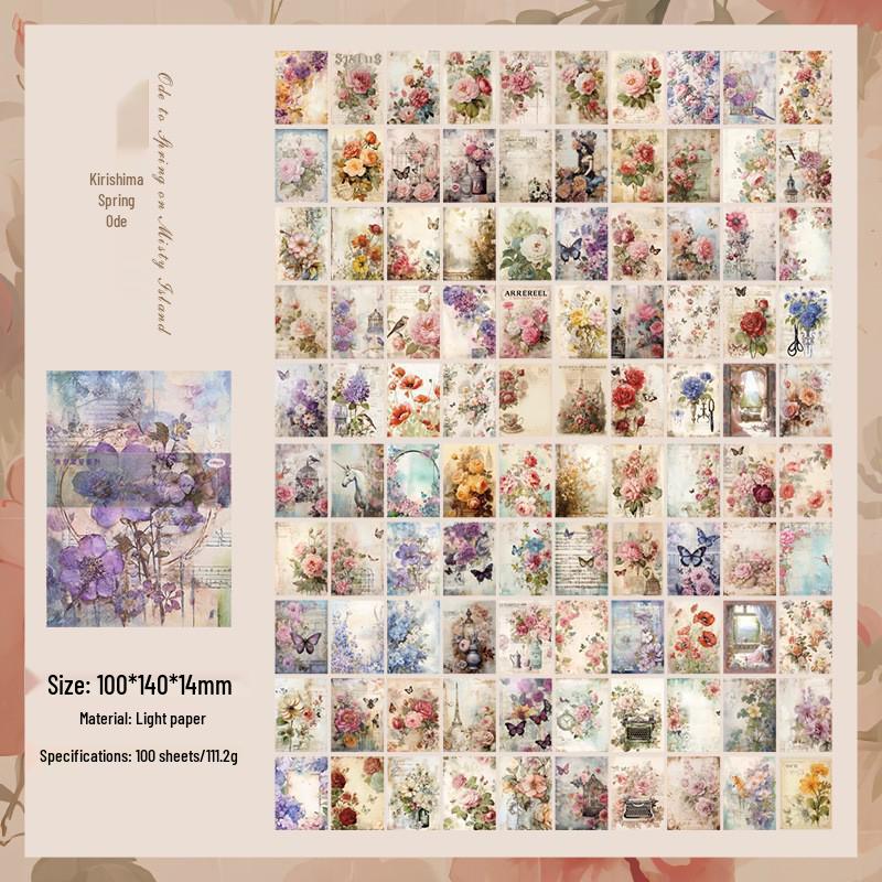 American Retro Floral Literary Journal Background Paper