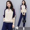 Women's Fleece-Lined Stand-Up Collar Sweatshirt with Long Pants - Cozy Autumn/Winter Casual Sportswear Two-Piece Set