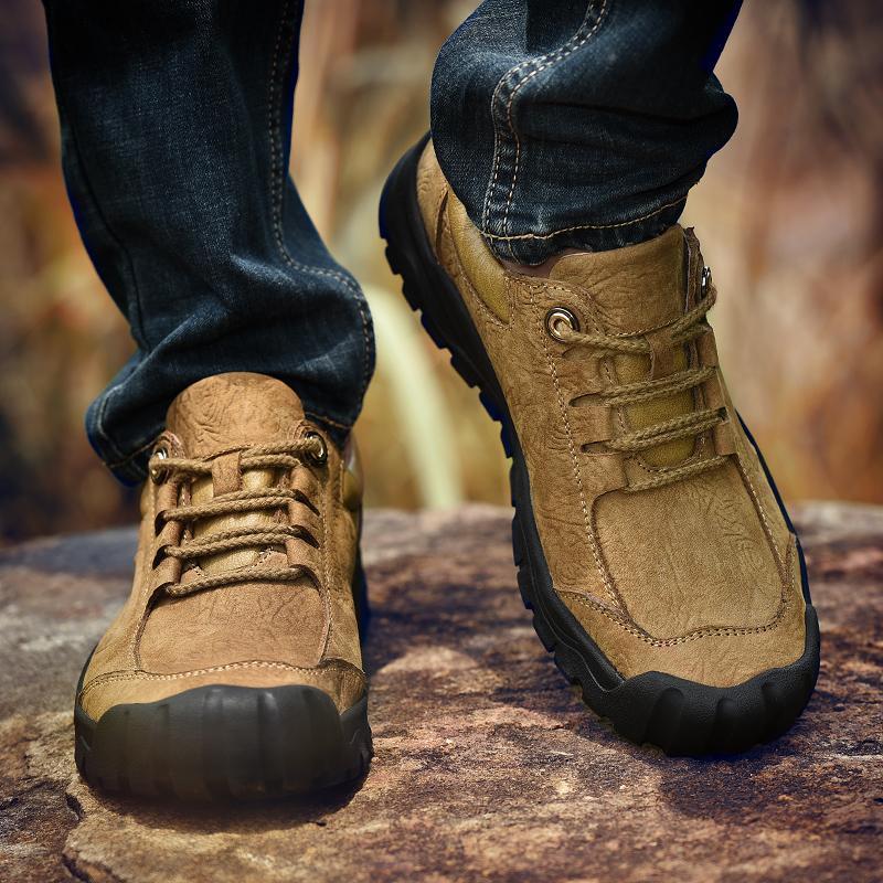 Genuine Leather Men Shoes Sneakers Outdoor Casual Shoes For Men Flats Comfortable Men Walking Hiking Shoes