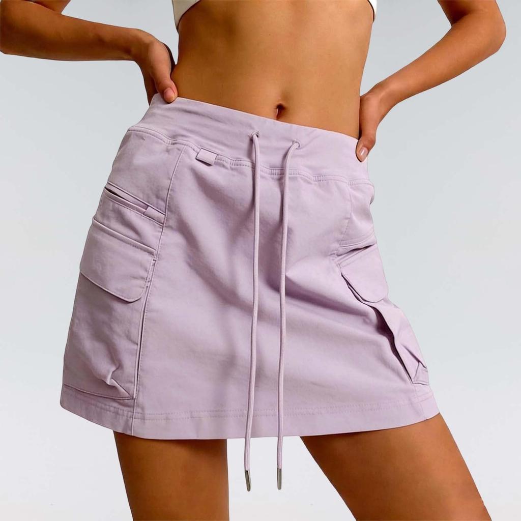 Cargo Skorts For Women With Pockets Drawstring Waist Athletic Skirts Matching Shorts Underneath Golf Sweat Skirt