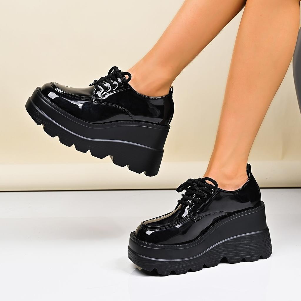 Heightening Shoes, Women's Platform Plus Size Shoes, Fat Feet, Versatile Boots for Autumn and Winter, Women's Fashion Muffin-sole Martin Boots