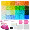 Bügelperlen Set 2,6mm Mini-Perlen 144 Farben All-in-One Set mit Steckplatten, Mini-Bügeleisen, Pinzette Pixel Art DIY Bastelset für Erwachsene