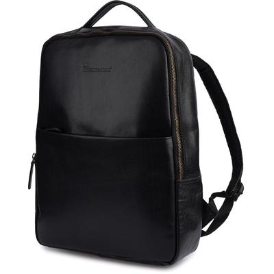 Leather Backpack For A 15.6 Laptop, Large A4 Business, Roomy, Black, Beltimore
