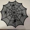 Round Spiders Webs Laces Placemat Soft Polyester Cobwebs Table Mats for Dining Ambiances