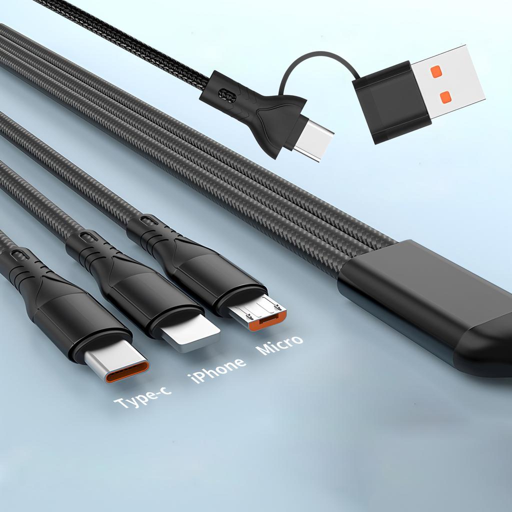 2-in-3 USB Fast Charging Cable Type C Usb Micro For iphone Samsung Huawei Xiaomi Multi Port Multiple Charging Wire