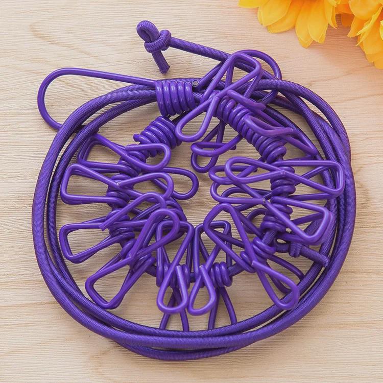 Indoor/Outdoor Clothesline with Clips - Portable Drying Rope for Clothes and Quilts