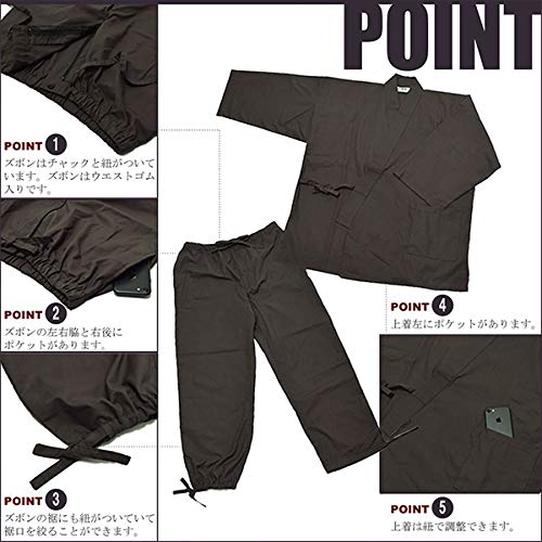 [KIMONOMACHI] Original Women's Samue (Smoke Work Clothes) - Single Item, Black, Size Small, Loungewear