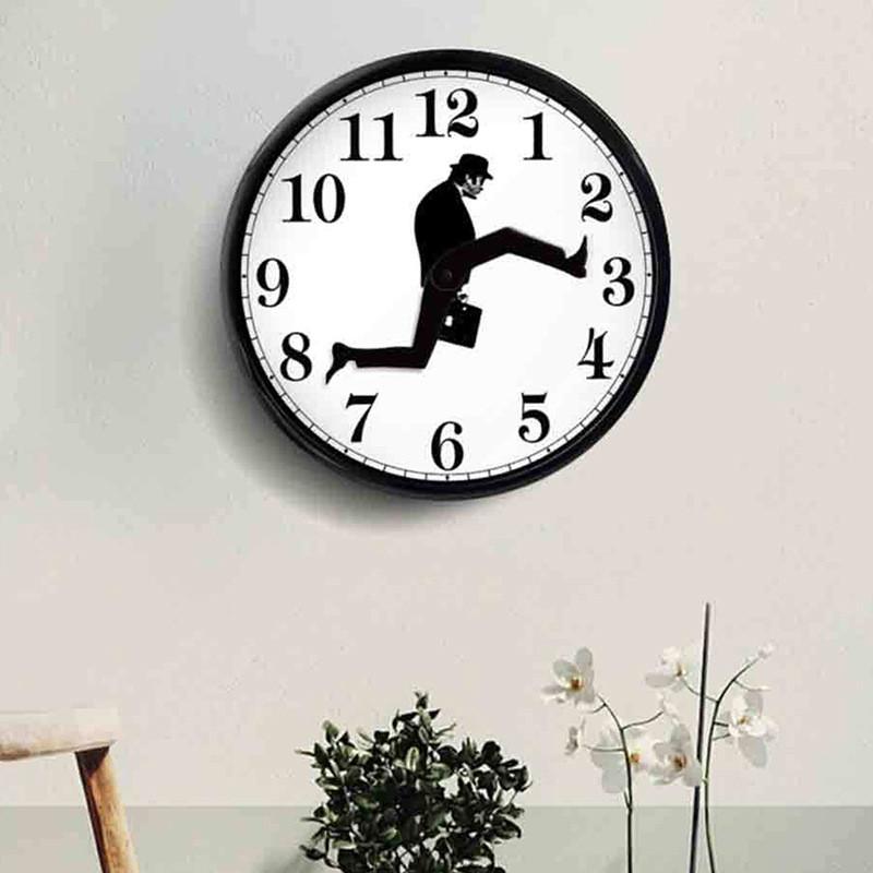 Schwarz-Weiß alberner Gang Aktentasche halten Muster Wanduhr für Heimdekor und Geschenkideen