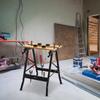 Folding Workbench with 4 Clamps, Iron and MDF, Supports 70 Kg, 56x62x75 Cm, Natural Black