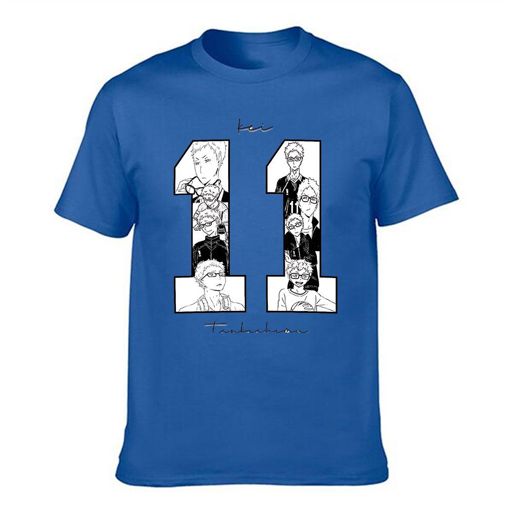 Unisexs Cotton Tshirt Kei Tsukishima Haikyuu Anime Print Short Sleeve Casual Top for Anime Fans