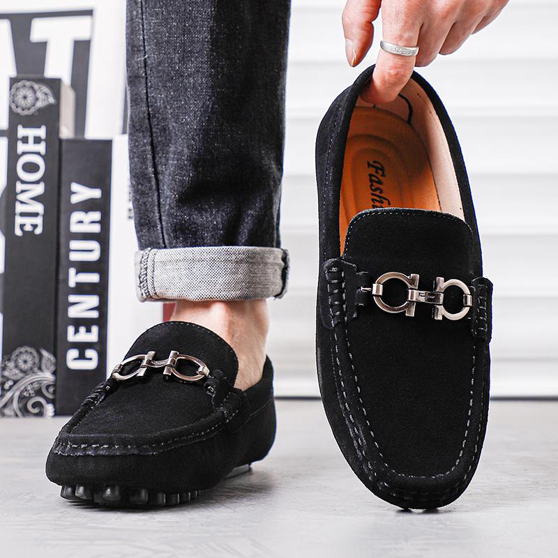 Sapatos masculinos de couro sem cadarço, leves, casuais, mocassins, clássicos, confortáveis, para dirigir, mocassins masculinos
