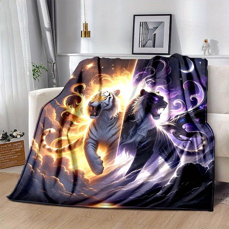 1pc Two Tigers Blanket, Soft Throw for Room Decor