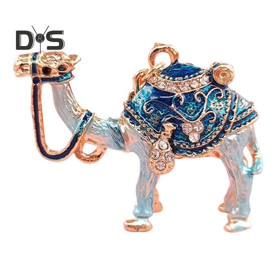 

Брелок с верблюдом, украшенный блестящими стразами, инкрустированный яркими цветами, изысканная ручная работа, брелок для ключей, подвеска на сумку синий