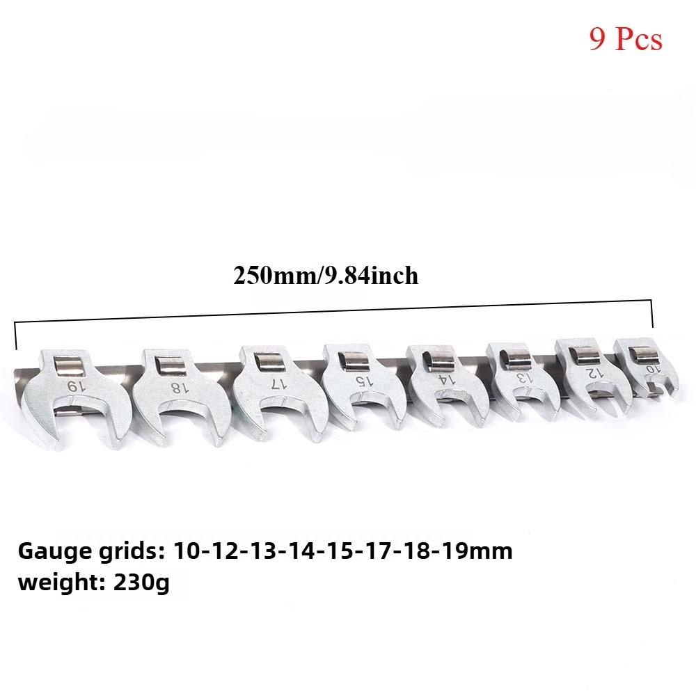 3/8Inch Drive Crowfoot Horn Wrench 10 To 22mm Metric Foot Open End Spanner for Torque Bullhorn Wrenches Keys Set 9/11 Pcs