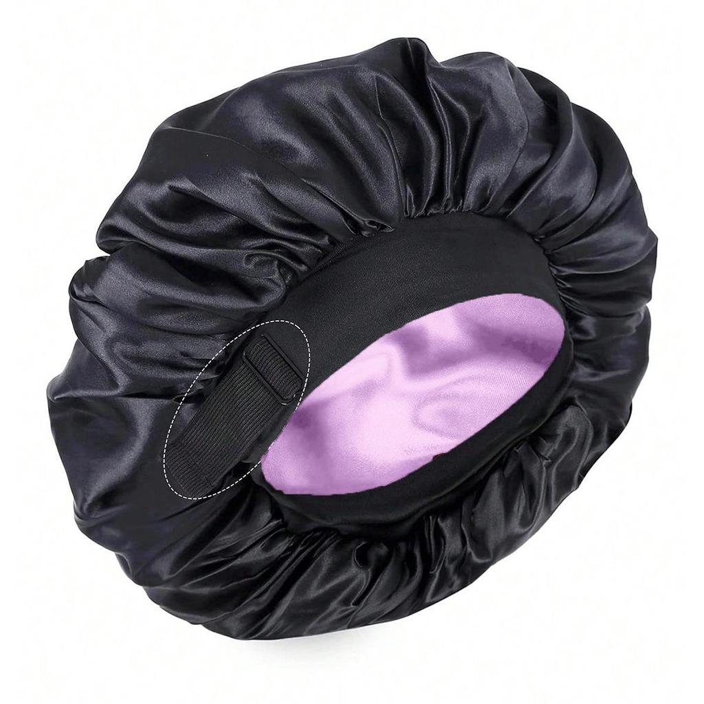 Shein Temu Double-Layer Elastic Satin Sleep Cap for Women