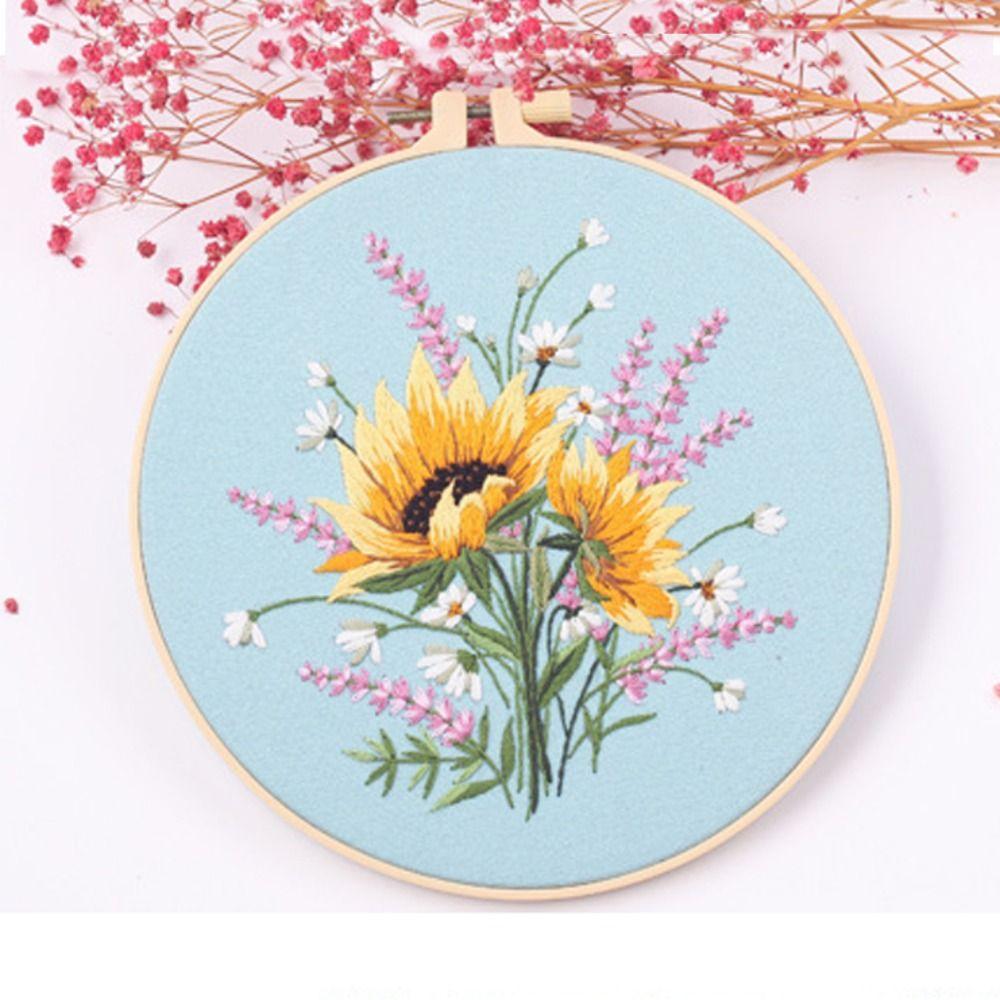 DIY Flower Embroidery Kit Colorful Embroidery Set Sewing Supplies Cross Stitch Set Beginner