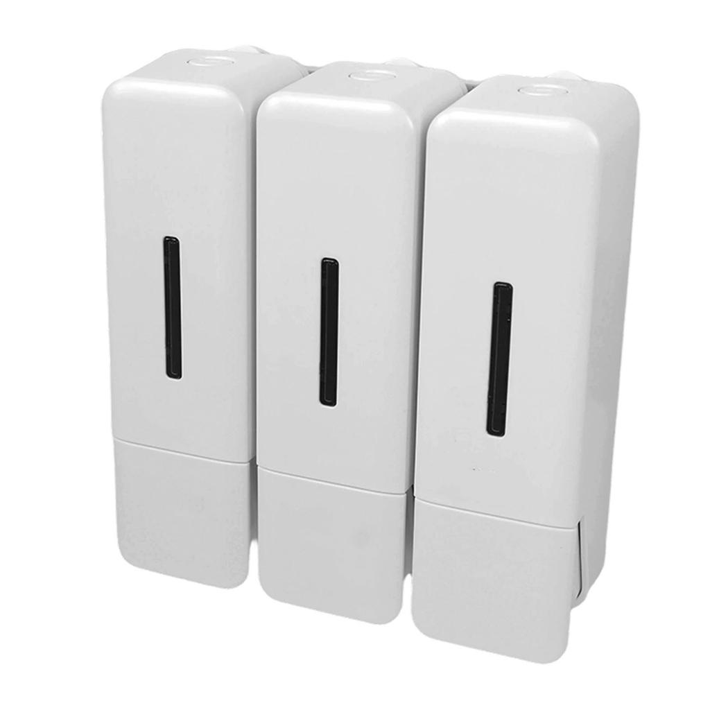 Shower Soap Dispenser 250ml 3 Chamber Leakproof Wall Mount Manual Shampoo and Conditioner Dispenser for Liquid Gel