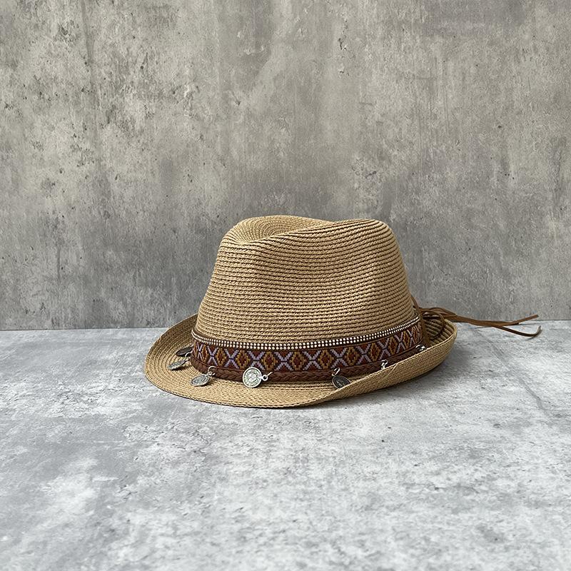 Bohemian Cowboy Hat Women'S Summer Vacation Sunshade Sun Protection Jazz Straw Hat Versatile Trend