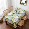 Summer Lemon Flowers Waterproof Tablecloth for Table Decor Retro Floral Leaves Botantical Kitchen Dining Table Cloth Party Decor