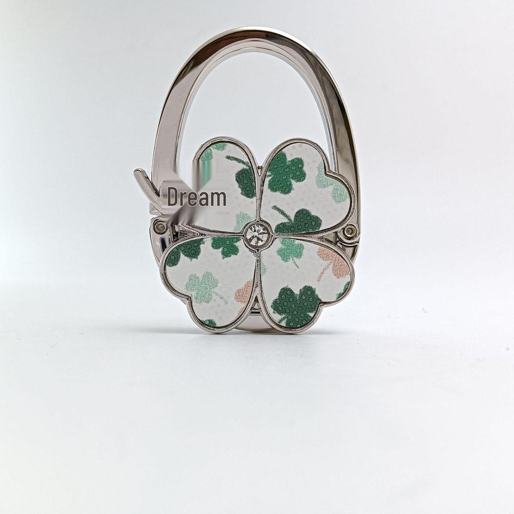 Four-Leaf Clover Floral Handbag Hook - Decorative Storage Accessory