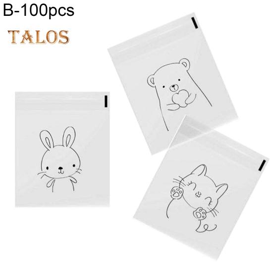 100Pcs Candy Bags Eco-friendly Multi-functional Food Grade Utility Lovely Animal Homemade Pineapple Buns Bags Kitchen Supplies