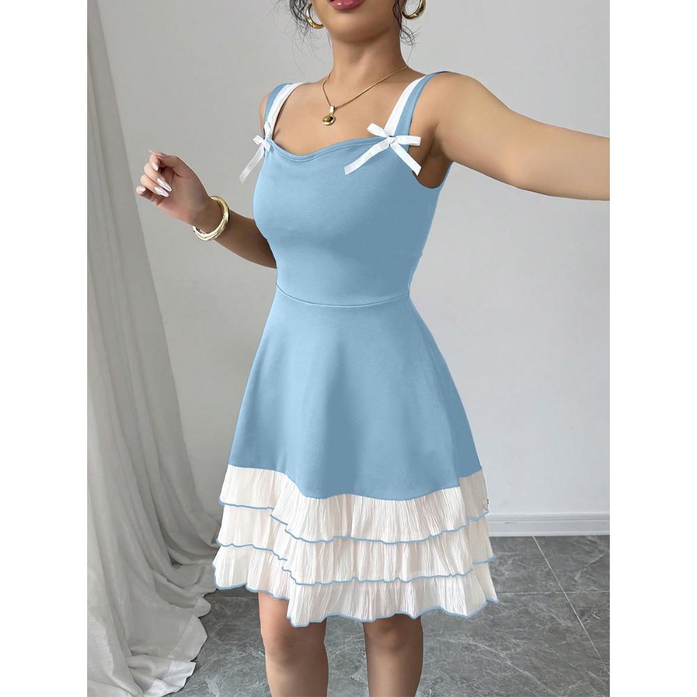 Women's Summer New Camisole Dress Contrasting Multi-layer Cake Dress