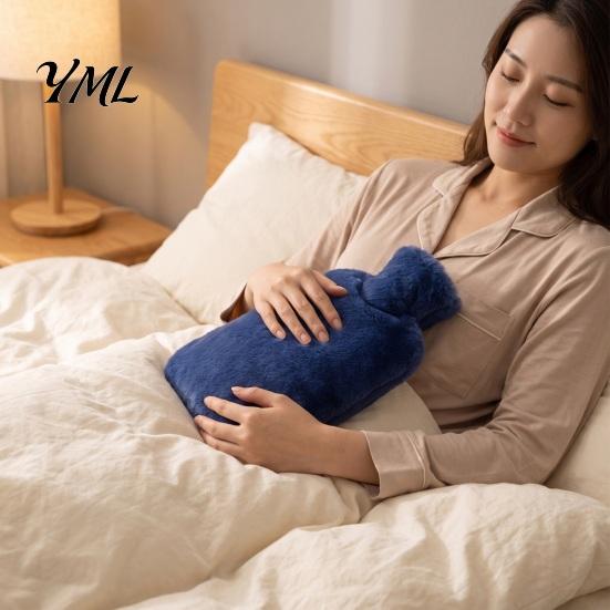 PVC Hot Water Bag Bottle with Plush Cover, 1000/2000ML Leakproof Bag, Large Capacity Pouch Cold Compress for Shoulder, Back, Hand, Legs, Period