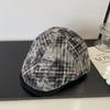 Tie-dye plaid forward hat children autumn retro fashion casual trend out of the street peaked hat looks thin