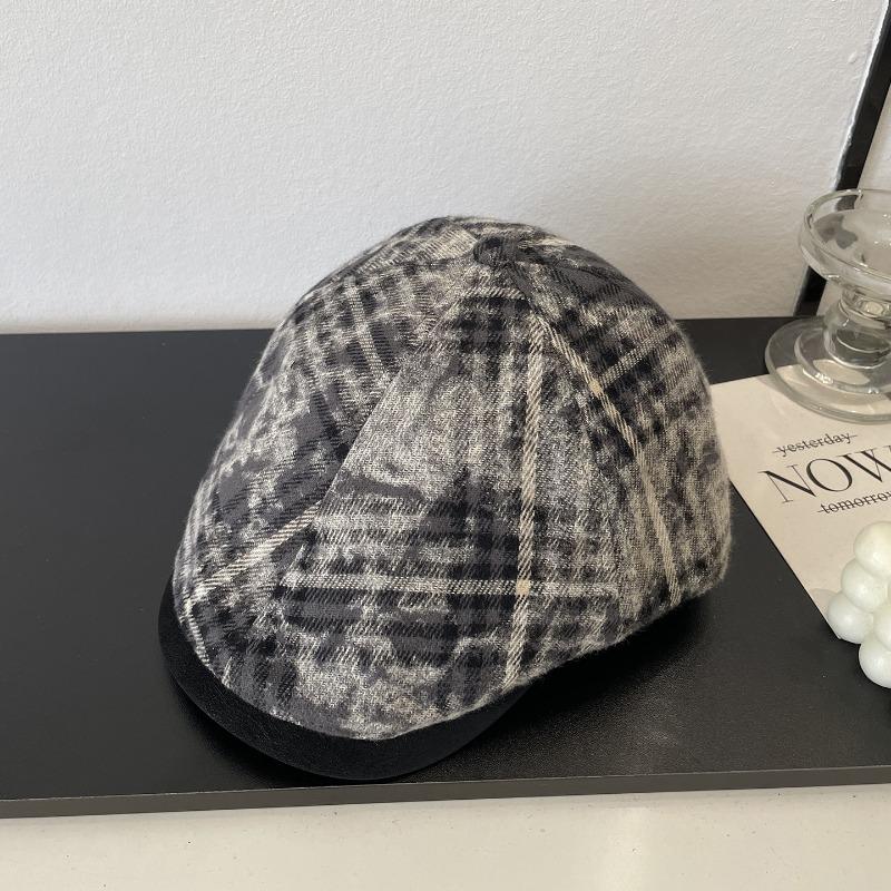 Tie-dye plaid forward hat children autumn retro fashion casual trend out of the street peaked hat looks thin