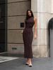 2026 New European & American Style Solid Color Sleeveless Knit Dress for Women.